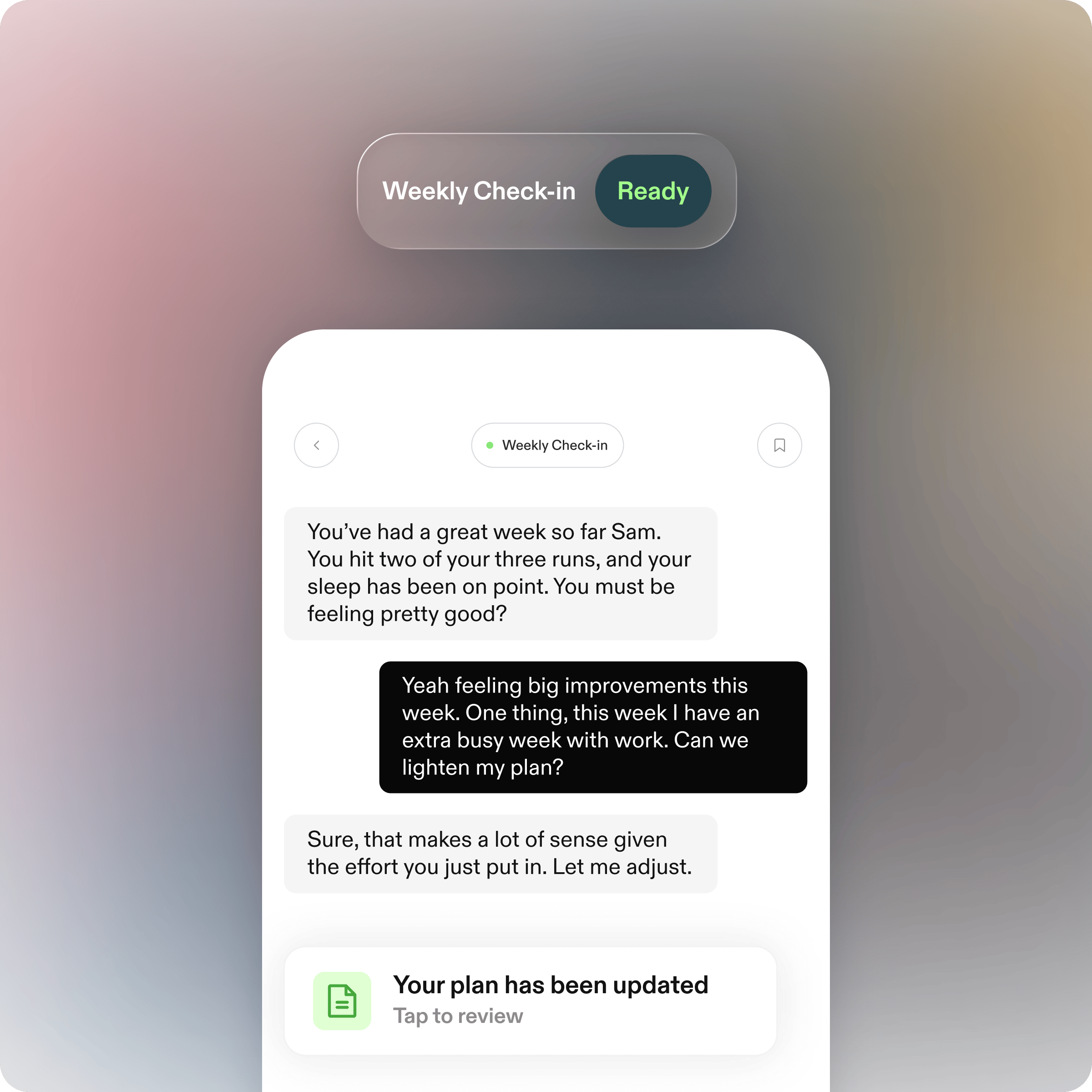 Check-in weekly
